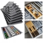 Preview: ORGA-BOX-2 Schubladeneinsätze Tiefe 462 mm für Nobilia Küchen Canvas-Struktur silbergrau