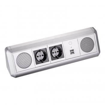 SO-TECH® Bluetooth Soundbox TOBO mit Schuko Doppelsteckdose und zwei USB-Ports