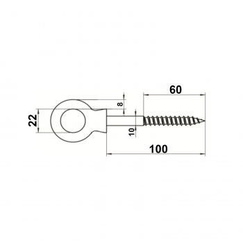 Augenschraube (Holzgewinde) Ø 10 mm  Edelstahl AISI 316 (V4A)