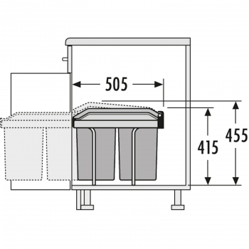 Abfallsammler Tandem 15L/15L Dunkelgrau mit Teilauszug Hailo 3650101