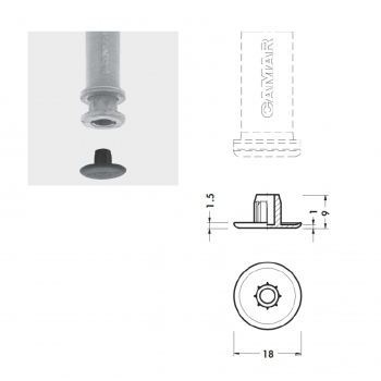 Sockelhöhenversteller Ø 14 mm zum Einbohren H: 52-70 mm