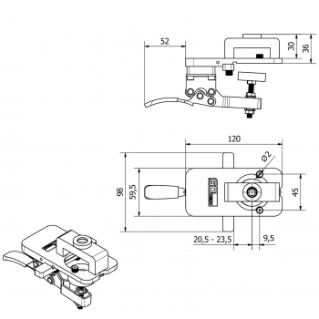 ALU Präzisions-Bohrschablone mit Forstnerbohrer Ø 35 mm für Topfscharniere