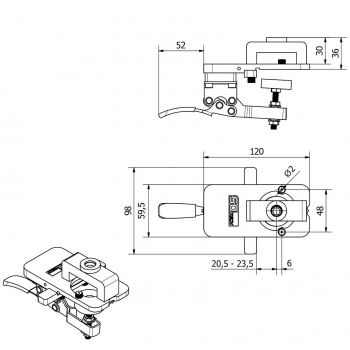 ALU Präzisions-Bohrschablone mit Forstnerbohrer Ø 35 mm für Topfscharniere