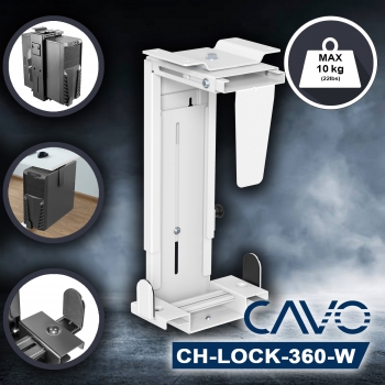 CAVO Unterbau PC-Halterung CH-LOCK-360 mit 360-Grad Schwenkfunktion, Diebstahlsicherung Tragfähigkeit bis 10 kg
