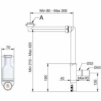 LIRA Raumspar-Siphon mit Revisionsöffnung, 32 - 40 mm, weiß, Ablaufgarnitur A.8274.01 für Küche und Bad