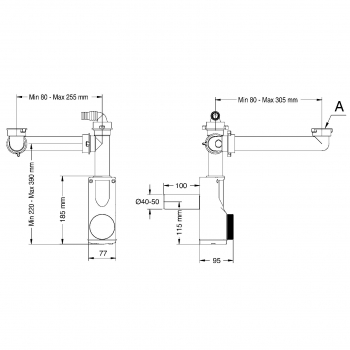 LIRA Raumspar-Siphon mit Revisionsöffnung u. Geräteanschluss, 32 - 40 mm, weiß, Ablaufgarnitur 9.1289.03 für Küche und Bad