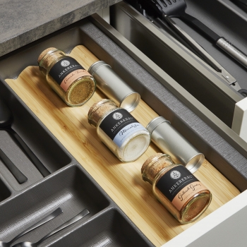 ORGA-BOX-2 Schubladeneinsätze Tiefe 462 mm für Nobilia Küchen Canvas-Struktur anthrazit