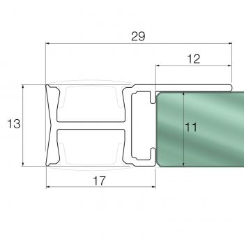 LED Profil-49 für Glasplatten 8 - 12 mm Stärke 2 m mit opaler Abdeckung für drei LED Streifen