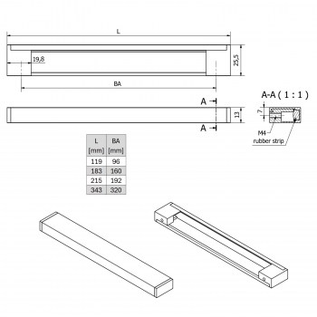 Möbelgriff SW109 BA 96 - 320 mm Edelstahloptik