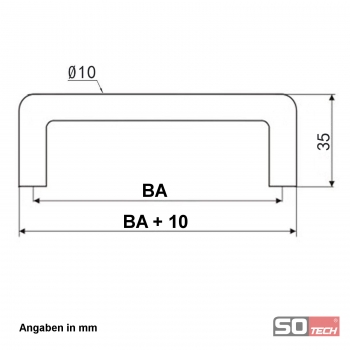 Möbelgriff Bügelgriff BG03 BA 64 - 320 mm