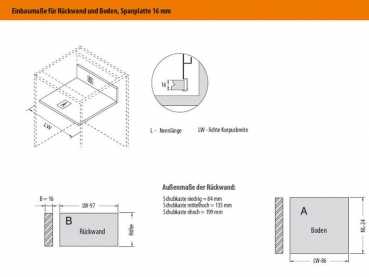 Modern Box Schubladensystem weiß Mittelhoch (135 mm) 250 - 550