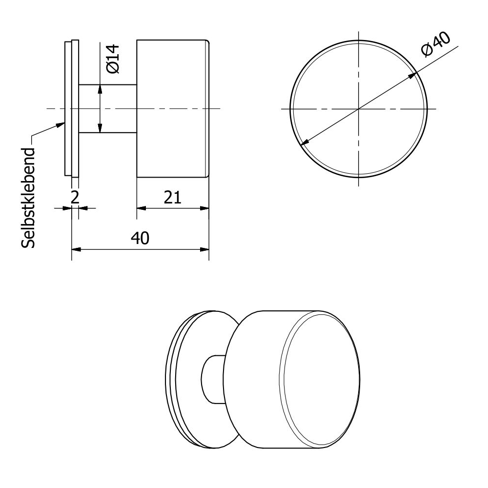 ECENCE Türdämpfer 12x Türpuffer Türstopper selbstklebend 40mm (12 St)