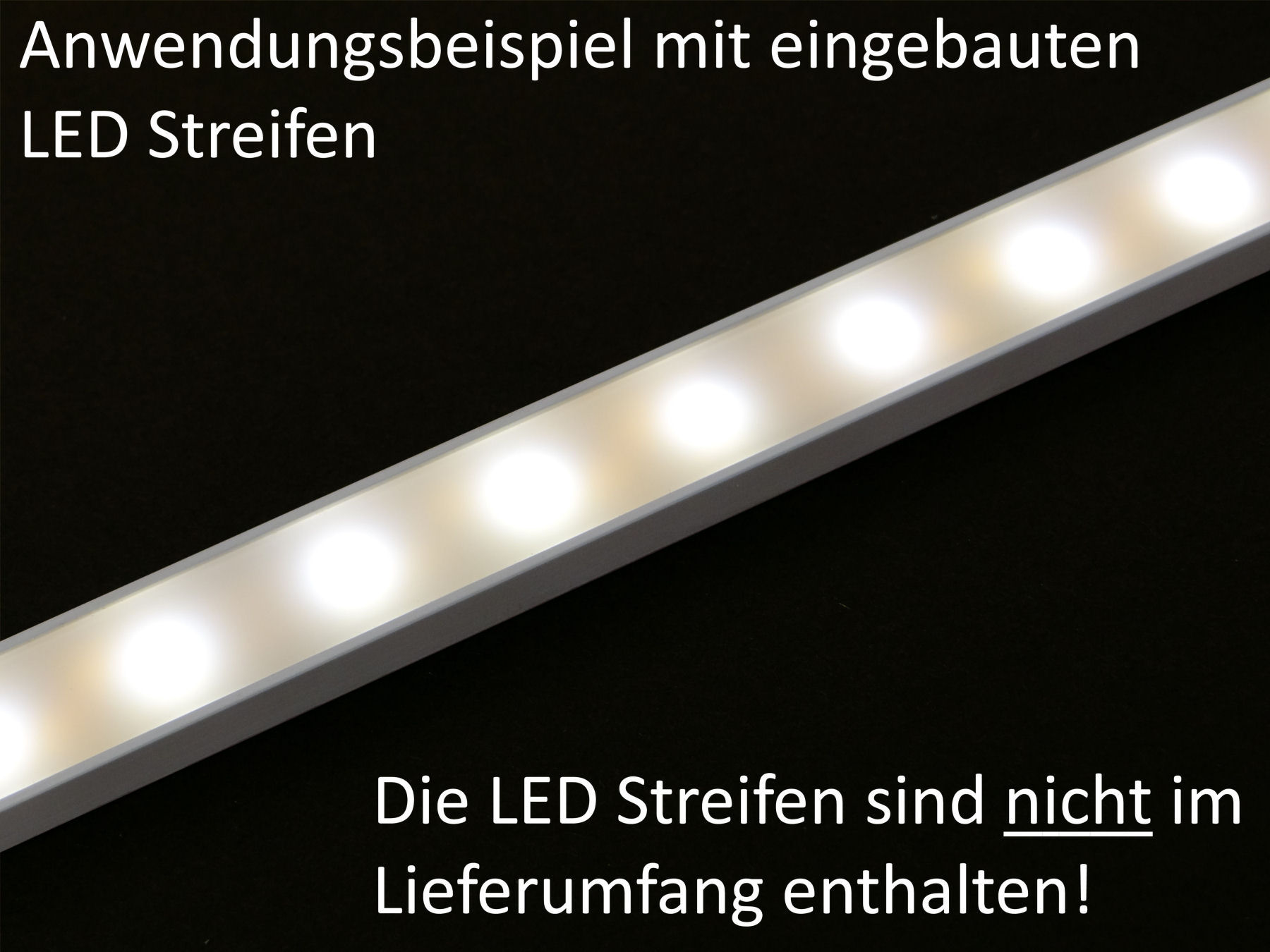 LED Aluminium Anbauprofil Set SURFACE 14mm (2m) eloxiert inkl