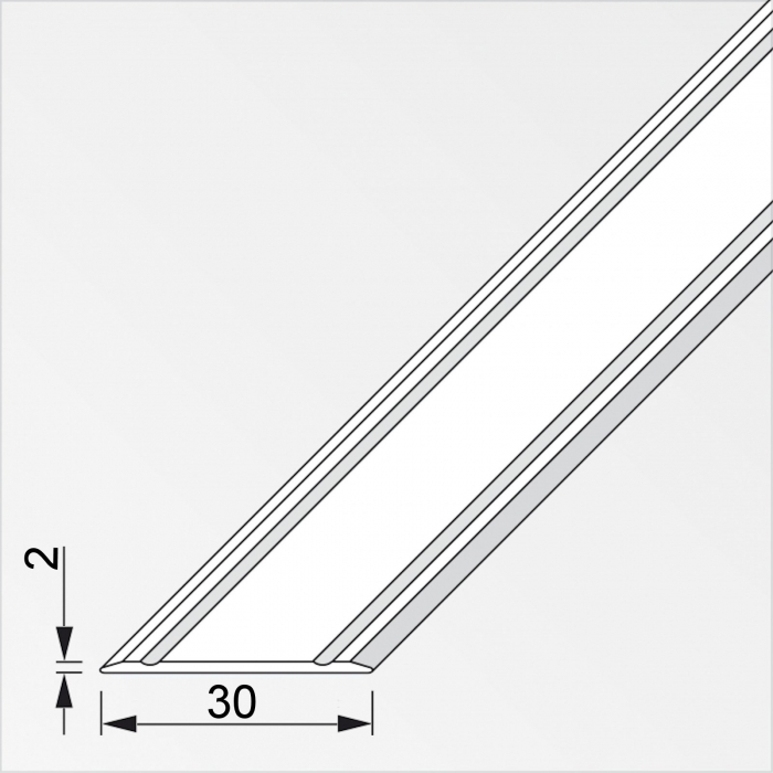 Übergangsprofil Cross 1000 x 30 x 2 mm selbstklebend aus Aluminium