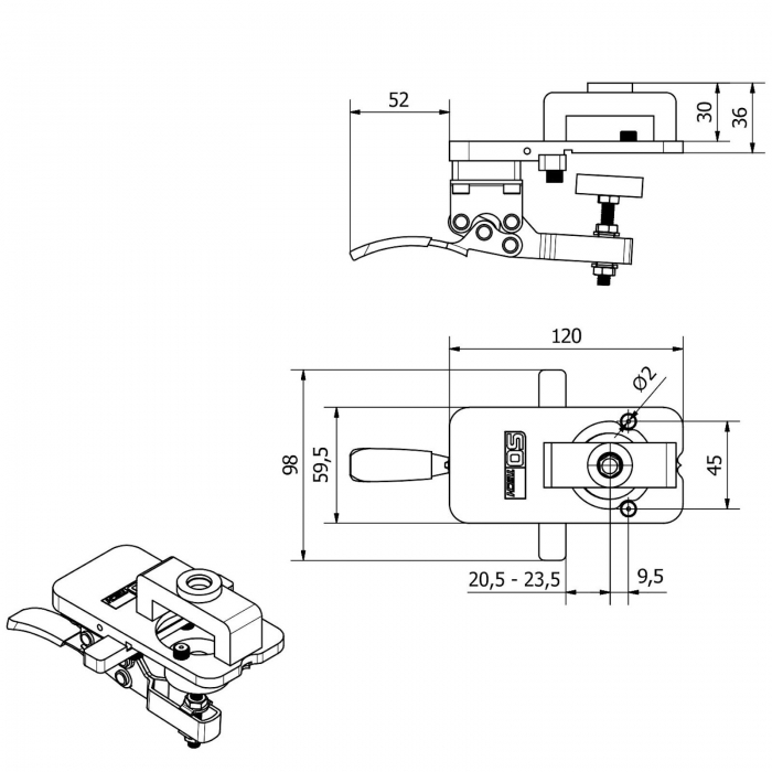 ALU Präzisions-Bohrschablone mit Forstnerbohrer Ø 35 mm für Topfscharniere