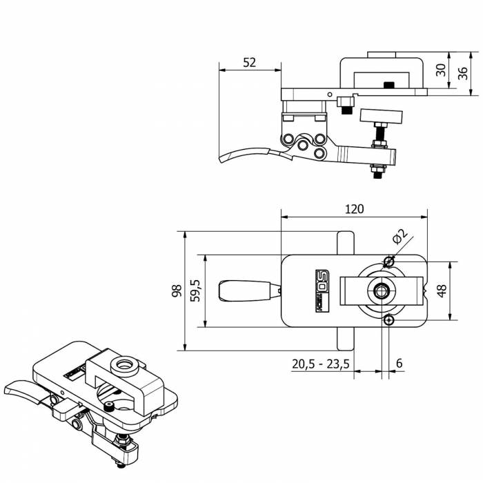 ALU Präzisions-Bohrschablone mit Forstnerbohrer Ø 35 mm für Topfscharniere