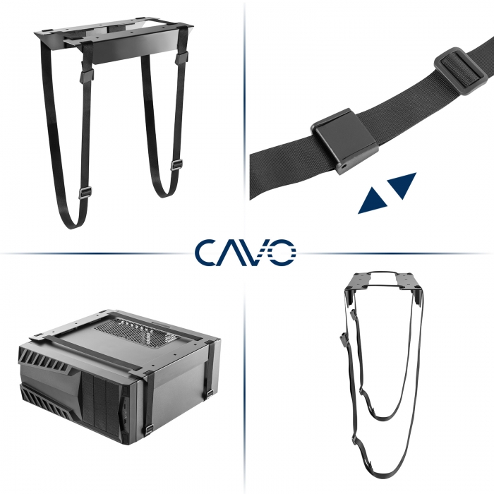 CAVO Unterbau PC-Halterung CH-B mit reißfesten Sicherheitsgurten, Tragfähigkeit bis 10 kg