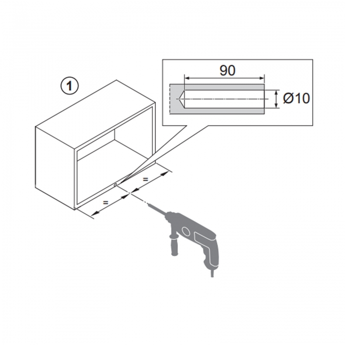 Kesseböhmer Push to Open Typ II Türdrucköffner passend für FREEflap, 15er Unterschrankauszüge 90°, COMFORT II 90°, CONVOY Premio