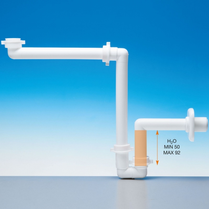 LIRA Raumspar-Siphon, 32 - 40 mm, weiß, Ablaufgarnitur A.1115.01 für Küche und Bad