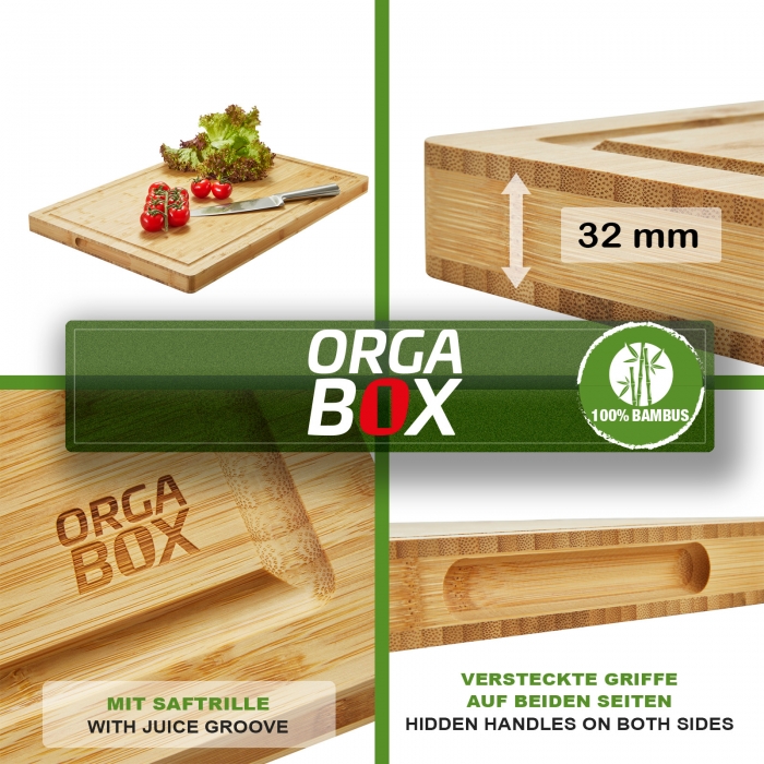 ORGA-BOX BAMBUS Schneidebrett 610 x 405 x 32 mm geölt