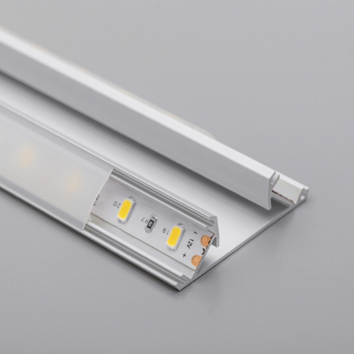 LED Profil-47A für 16 mm Plattenstärke 2 m mit opaler Abdeckung für zwei LED Streifen