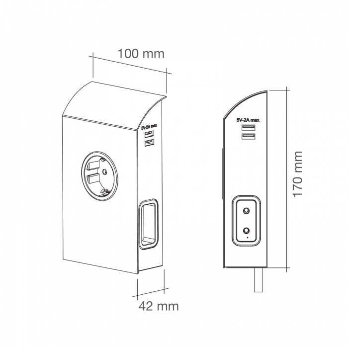 Unterbau- Anbausteckdose 1x Schuko / 2x Euro / 2x USB