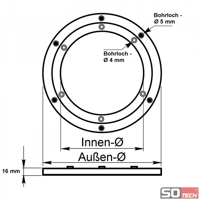 SO-TECH® Drehkranz Drehscheibe 360 Grad Ø 328 mm belastbar bis 300 kg